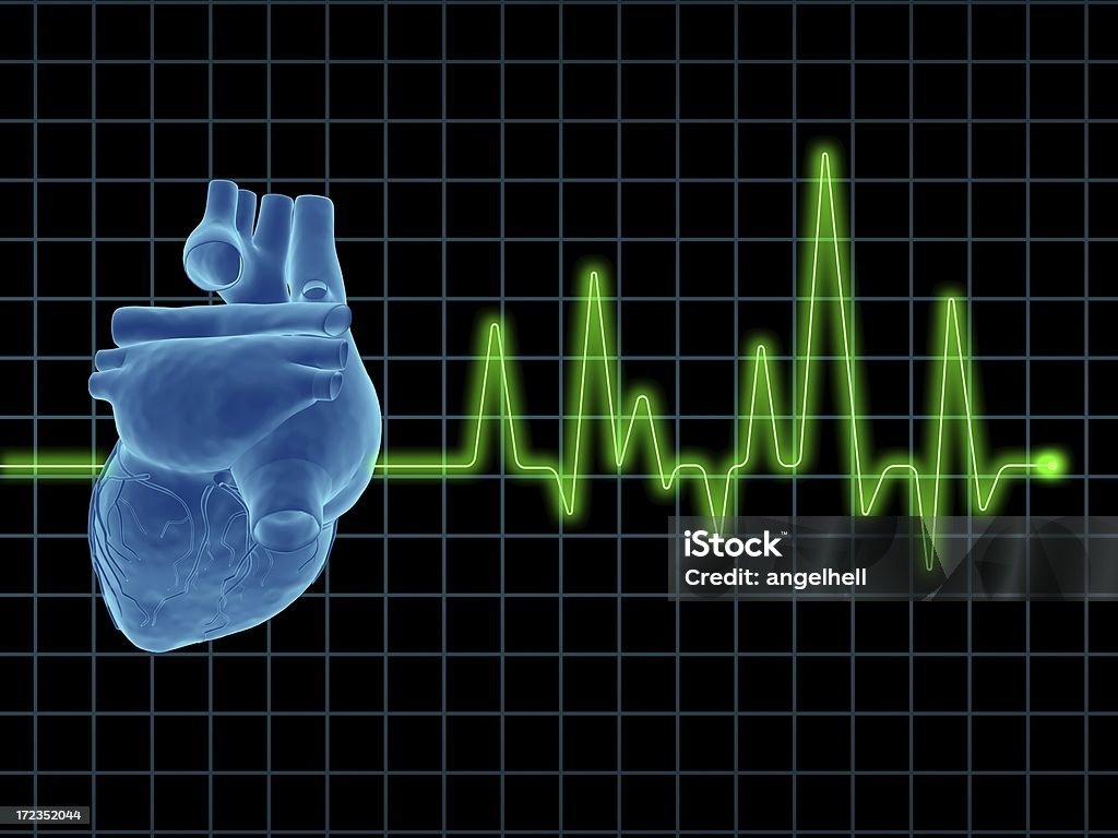 Electrocardiogram EKG)/(ECG avec Coeur humain sur écran - Photo de Aorte libre de droits