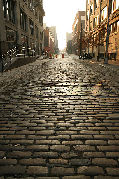 istock Deserted DUMBO Brooklyn Cobblestone Backstreet at Dawn 172353445