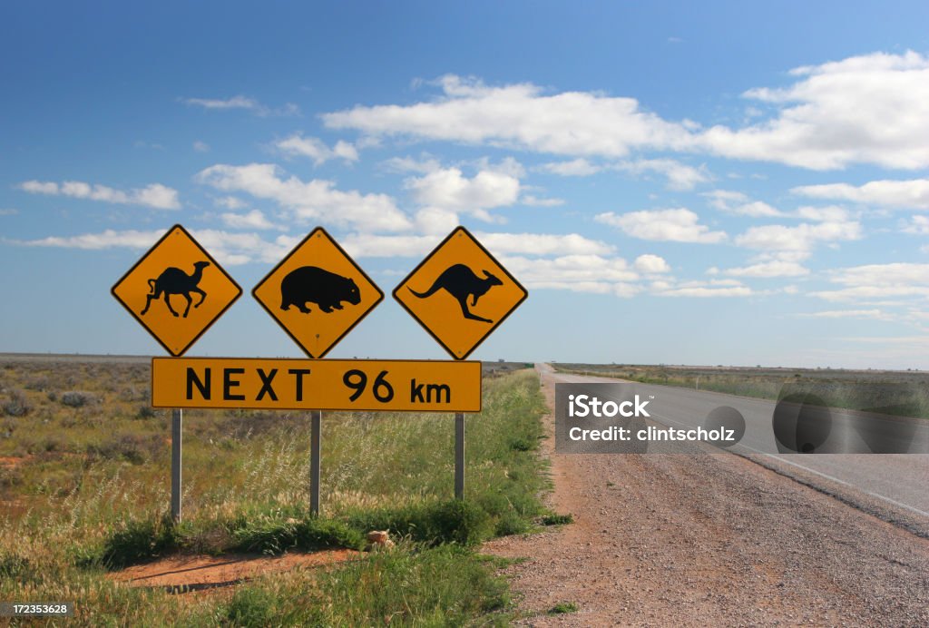 Aussie Australijski Outback - Zbiór zdjęć royalty-free (Znak drogowy)