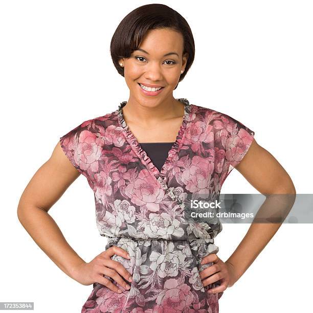 Happy Young Woman With Arms Akimbo Stock Photo - Download Image Now - 20-24 Years, 20-29 Years, 25-29 Years