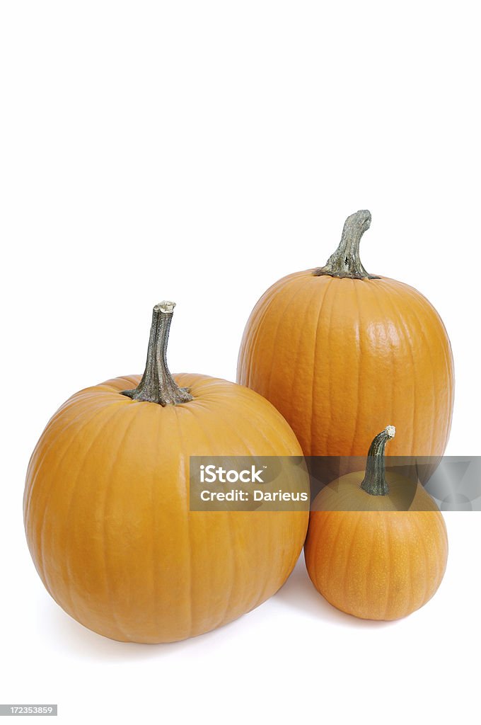 Three Pumpkins "Three pumpkins, round, tall and smallMore Pumpkins:" Cut Out Stock Photo