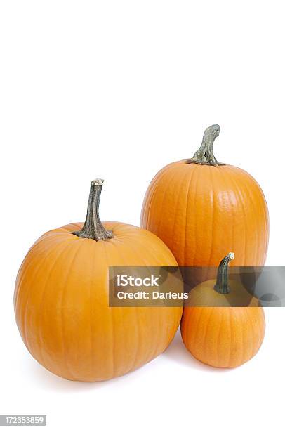 Three Pumpkins Stock Photo - Download Image Now - Cut Out, Pumpkin, Autumn