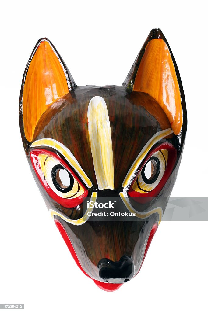 エクアドル木製のマスク白で分離 - お面のロイヤリティフリーストックフォト