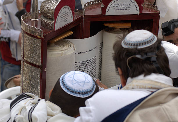 Bar Mizwah "Jewish boys reading the torah, see my other pics from Israel:" yarmulke photos stock pictures, royalty-free photos & images