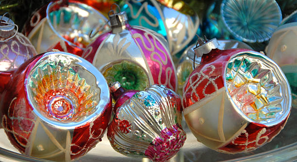 istock Antique Christmas Ornaments, Holiday Decorations Background 172354826