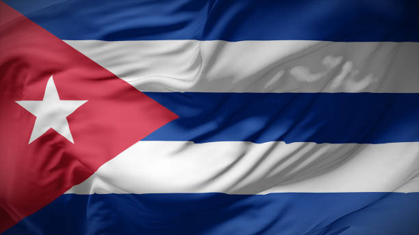 istock Close-up view of Cuba national flag fluttering in the wind. 1723548607