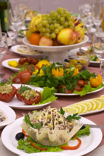 Close up of table and cutlery, tea set in Asian restaurant