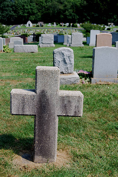 istock Cross Tombstone In A Cemetery 172355456
