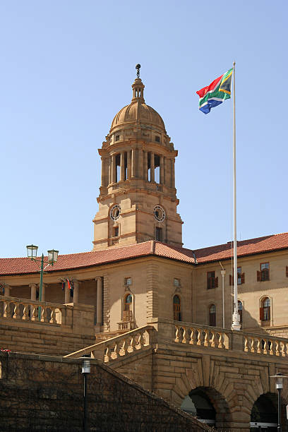 Union Buildings, Pretoria, South Africa two "A section of the beautiful architecture of the Union Buildings in Pretoria, South Africa. This is an historical building designed by Sir Herbert Baker and has become a popular place to visit for tourists to the area." union buildings stock pictures, royalty-free photos & images