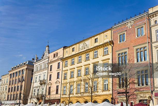 Tenement Houses In Cracow Poland Stock Photo - Download Image Now - Apartment, Architecture, Art