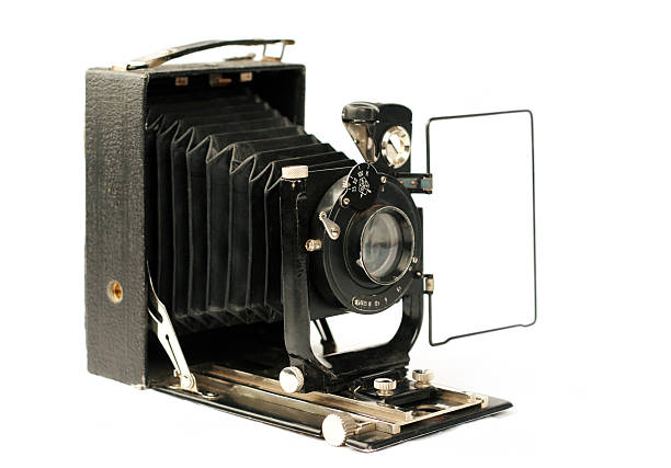 Vintage folding camera stock photo