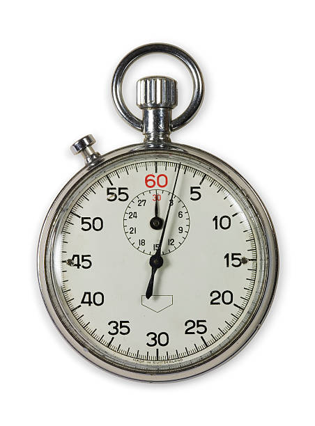 Stop watch Square-on close-up view of an old 1960's stop watch. There are scratchmarks and dirt on the dial. Saved with path. Adobe RGB. Canon 5D. stopwatch old fashioned timer old stock pictures, royalty-free photos & images
