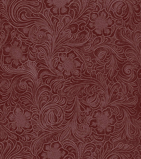 faux leather floral pattern High resolution classic Art Nouveau woodcut pattern on faux leather surface, works great for antique, ornamental, vintage and more! brocade stock pictures, royalty-free photos & images