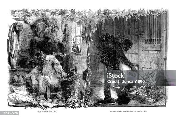 Тряпка Коллекторов Парижа — стоковая векторная графика и другие изображения на тему Industrial Revolution - Industrial Revolution, Бедность, Викторианский стиль