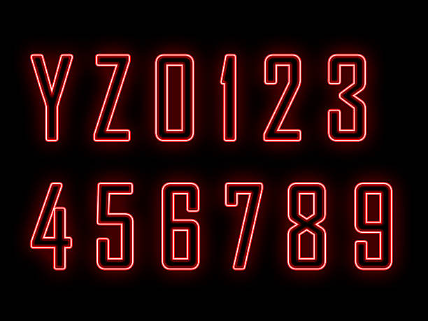 Neon letters and numbers Y-0 stock photo