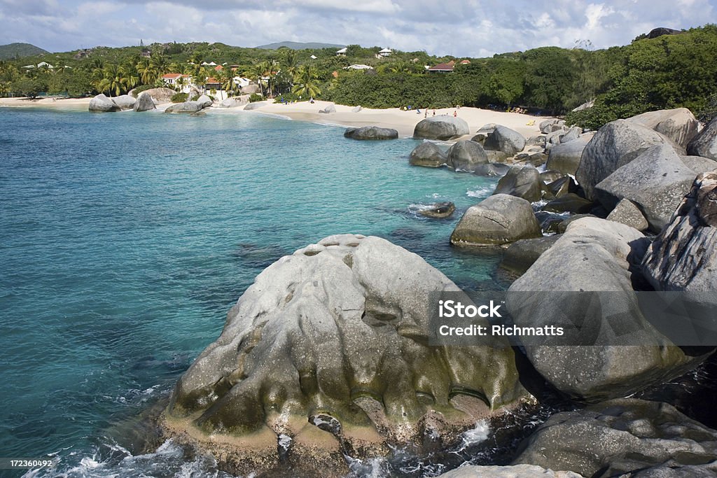 Caribbean Beach "The azure waters of a Caribbean beach in the area called The Baths, famous for its volcanic rocks, in Virgin Gorda, British Virgin islands.See a nice variety of beaches in these two lightboxes:" Accessibility Stock Photo