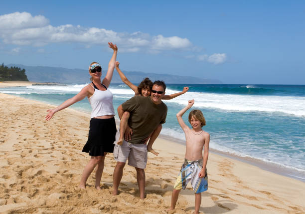 Excited Family on beach