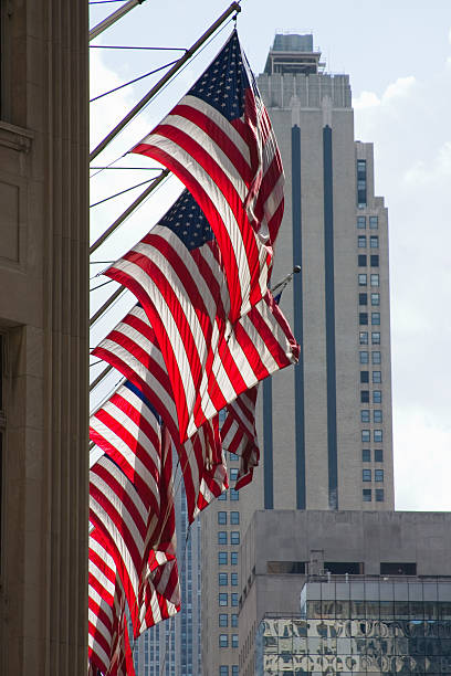 Bandiere americane in città - foto stock