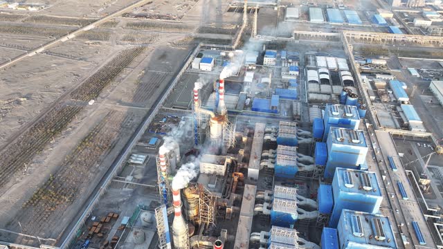 Viewing the Chemical Plant from High Above: Drone Captures Every Detail of the Chimneys