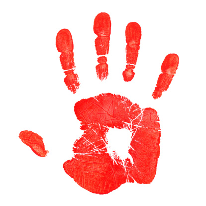 Red hand print.