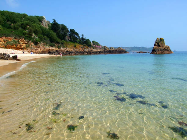 Beauport Beach "Beauport Beach, Jersey, Channel Islands" jersey england stock pictures, royalty-free photos & images