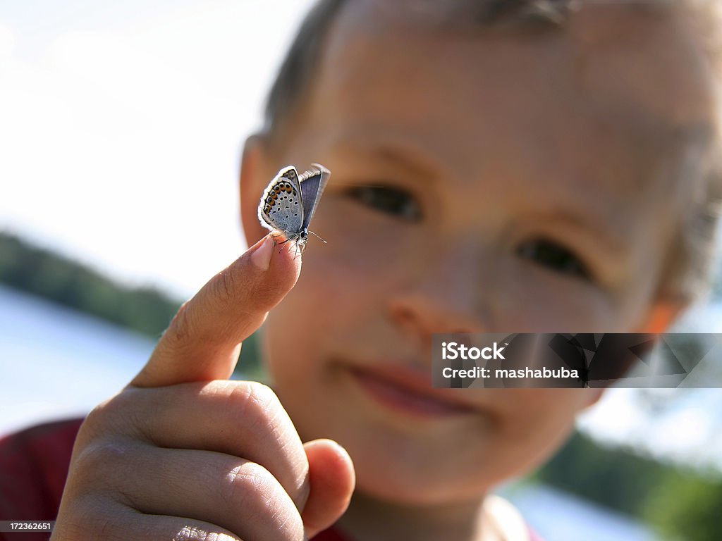 Garçon avec papillon - Photo de Enfant libre de droits