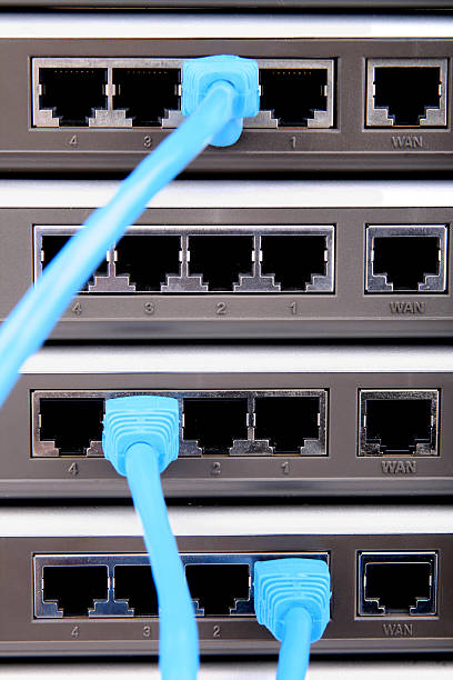 routers de red. - wireless technology modem computer port cable fotografías e imágenes de stock