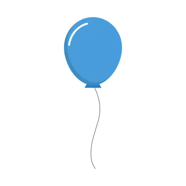 Vector illustration of Flat design blue balloon icon. Vector.