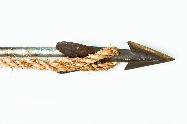 old speer - harpoon spear fishing rope stock-fotos und bilder