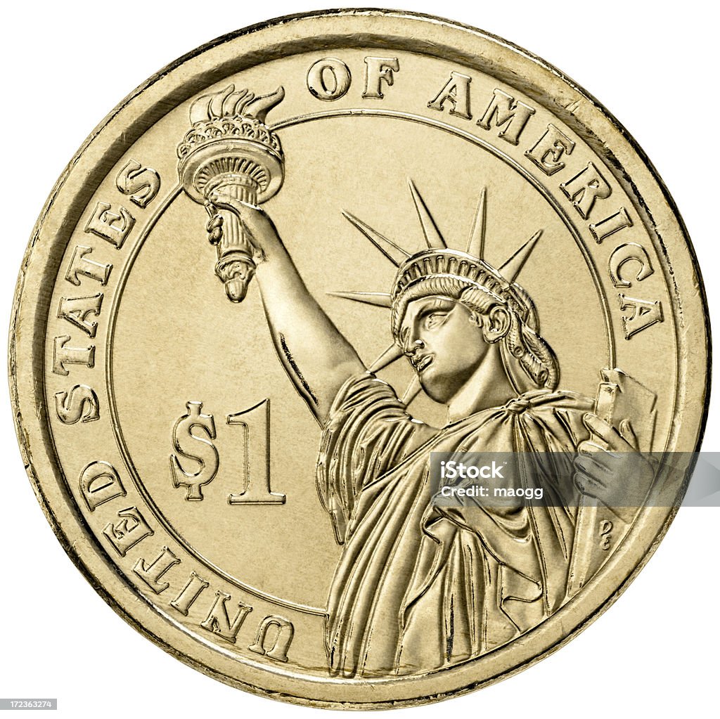 Moeda de Um Dólar dos EUA - Foto de stock de Branco royalty-free