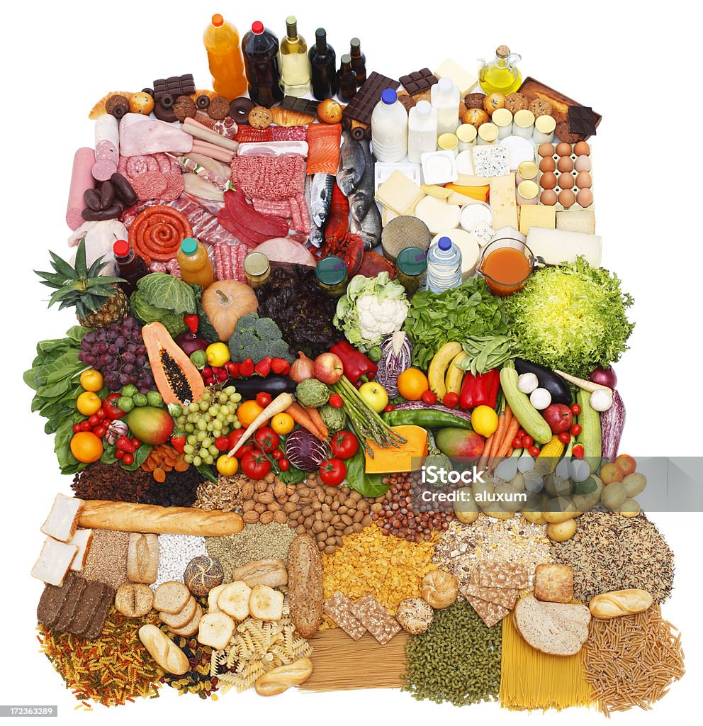 Variedade de alimentos - Foto de stock de Amontoamento royalty-free