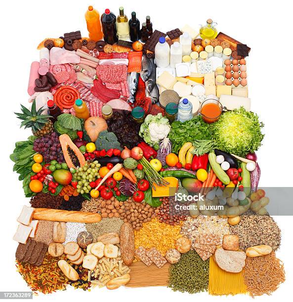 Variadosstencils Alimentos - Fotografias de stock e mais imagens de Amontoar - Amontoar, Carne, Fruta