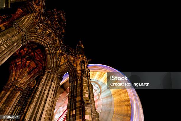 Scott Monument And Ferris Wheel Stock Photo - Download Image Now - Edinburgh - Scotland, Monument, Amusement Park