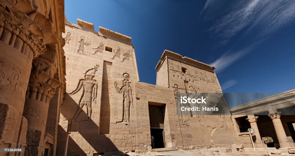 Temple of Philae "Isis temple in Philae, Egypt" Ancient Stock Photo