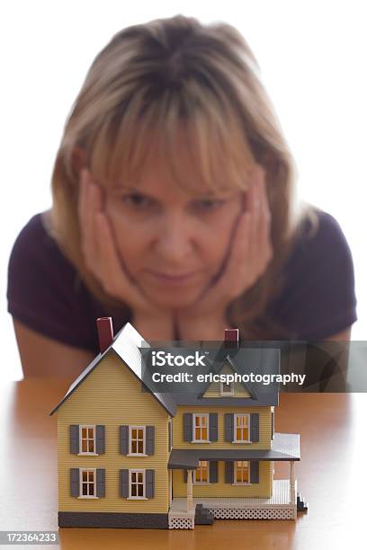 Woman Looking At A Model House Stock Photo - Download Image Now - Adult, Apartment, Architecture