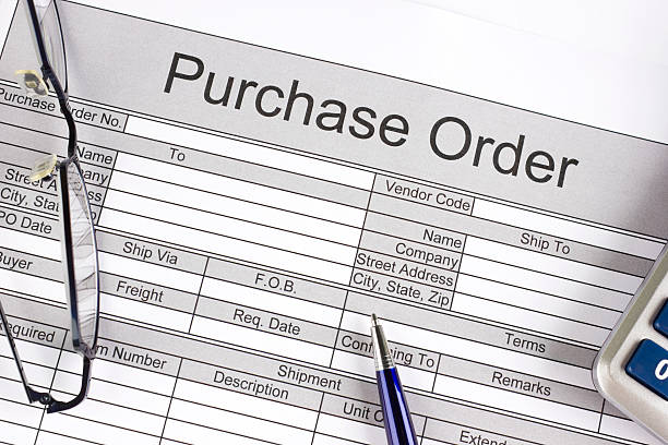 ordem de compra - document shipping freight transportation form imagens e fotografias de stock