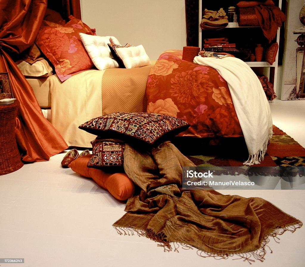 Exótico Quarto de Dormir - Royalty-free Almofada - Roupa de Cama Foto de stock