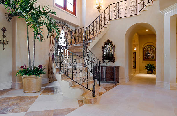 escalier - entrance hall mansion indoors inside of photos et images de collection