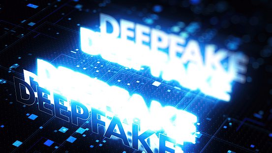 Deepfake Concept Being Carved in Deep Space Technological Background