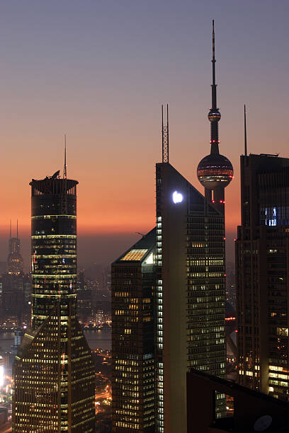 Cтоковое фото Шанхай Skyline в ночь