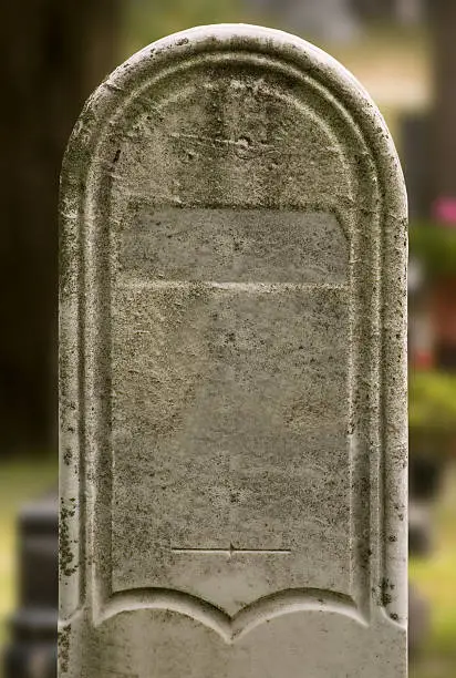 Tombstone up-close with clipping path around it.