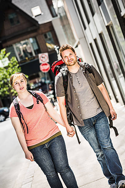 istock Young couple backpackers in city 172368082