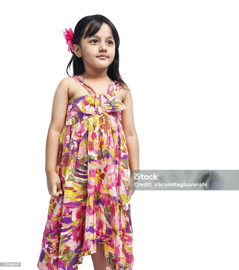 Fröhlich kleiner indische Mädchen, isoliert auf weiss - Lizenzfrei 4-5 Jahre Stock-Foto