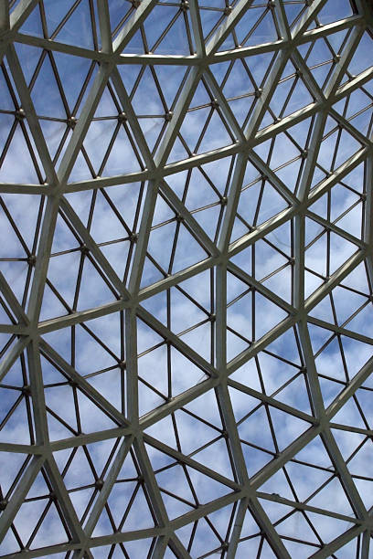 mitchell park dome innen - triangle geodesic dome mesh dome stock-fotos und bilder