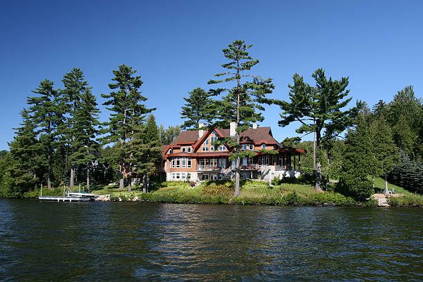 nice view from the lake of some nice houses