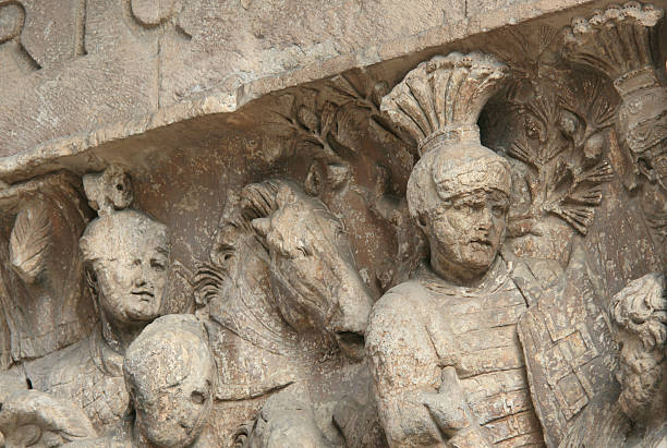 istock Roman soldiers bas relief, Rome Italy 172368525