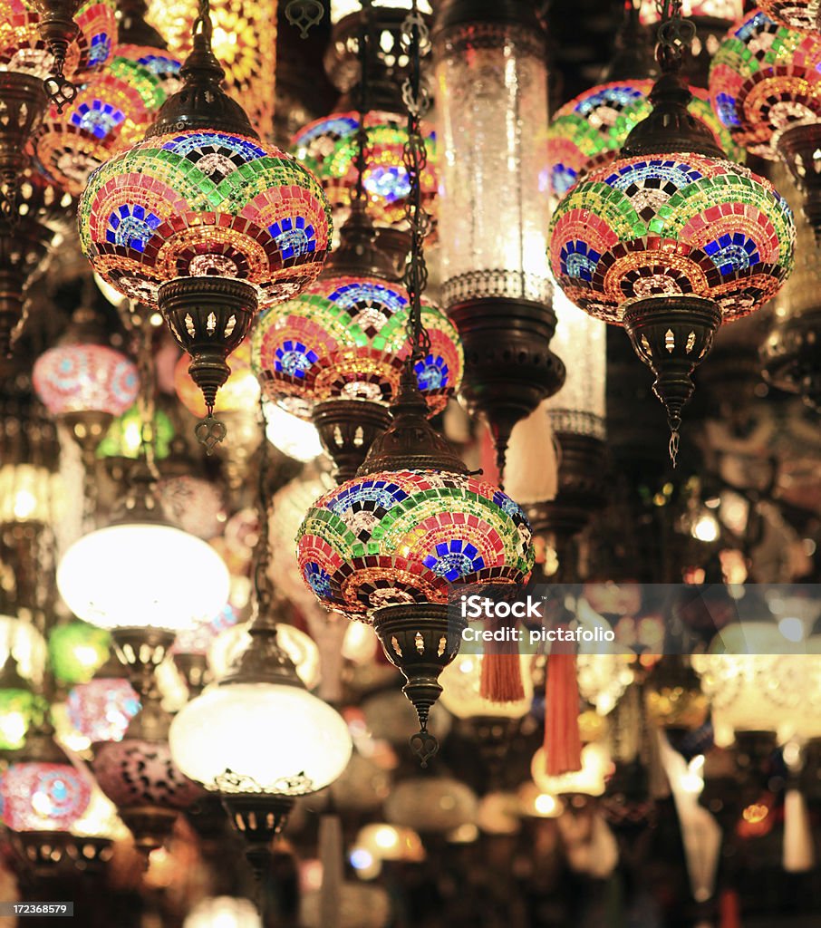 Lanternas mosic luzes de vidro - Foto de stock de Antiguidade royalty-free