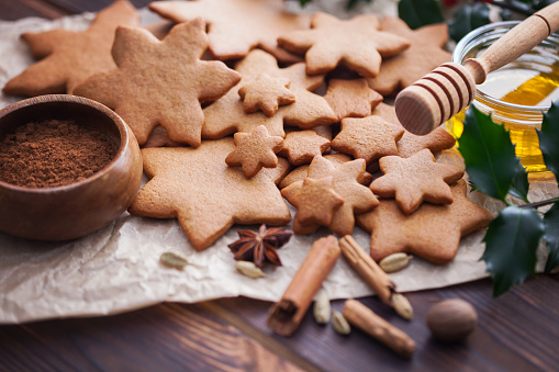 homemade gingerbread with spices and honey - Christmas baking