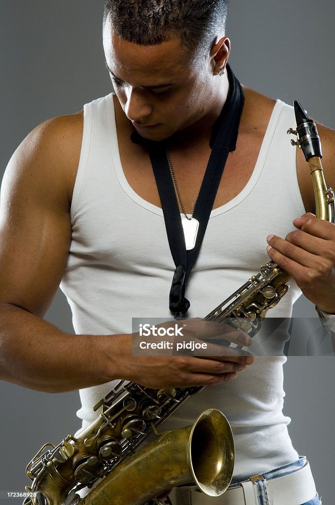 Jogador de Saxofone - Foto de stock de Músico royalty-free