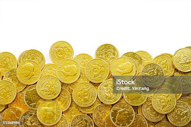 Oro Moneta Di Cioccolato Frame Border Avvolto Candy Sfondo Valuta Usa - Fotografie stock e altre immagini di Stati Uniti d'America